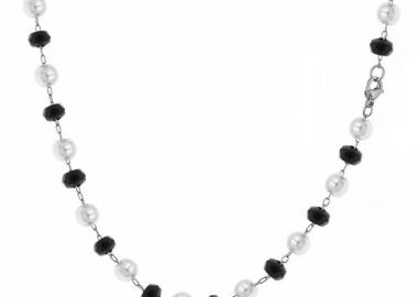 Κολιέ Αλυσίδα Ροζάριο Από Ανοξείδωτο Ατσάλι Με Μαργαριτάρια TA14640 55cm - AMOR AMOR - 