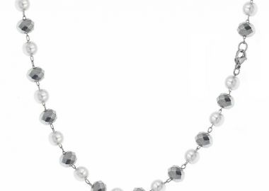 Κολιέ Αλυσίδα Ροζάριο Από Ανοξείδωτο Ατσάλι Με Μαργαριτάρια TA14642 45cm - AMOR AMOR - 