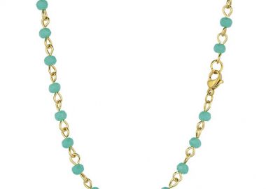 Κολιέ Αλυσίδα Ροζάριο Από Ορείχαλκο Επιχρυσωμένο TA17212 40cm - AMOR AMOR - 