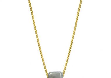 Κολιέ Από Ανοξείδωτο Ατσάλι Επιχρυσωμένο Με Χάντρα Γκρι - Πράσινη AA17229 - AMOR AMOR - 