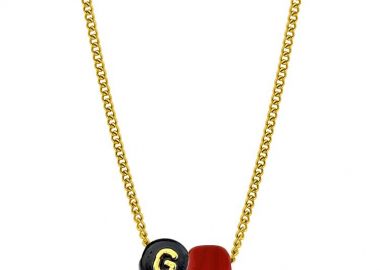 Κολιέ Από Ανοξείδωτο Ατσάλι Επιχρυσωμένο Με Χάντρα Και Μονόγραμμα AA12019 - AMOR AMOR - 