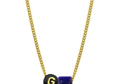 Κολιέ Από Ανοξείδωτο Ατσάλι Επιχρυσωμένο Με Χάντρα Και Μονόγραμμα AA12021 - AMOR AMOR - 