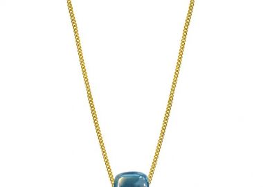 Κολιέ Από Ανοξείδωτο Ατσάλι Επιχρυσωμένο Με Χάντρα Ουρανί AA17226 - AMOR AMOR - 