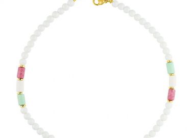 Κολιέ Από Ανοξείδωτο Ατσάλι Επιχρυσωμένο Με Χάντρες AA15710 - AMOR AMOR - 