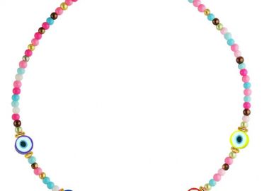 Κολιέ Από Ανοξείδωτο Ατσάλι Επιχρυσωμένο Με Χάντρες Και Φίμο Ματάκια AA17793 - AMOR AMOR - 