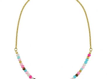 Κολιέ Από Ανοξείδωτο Ατσάλι Επιχρυσωμένο Με Χάντρες Και Μονόγραμμα AA17798 - AMOR AMOR - 