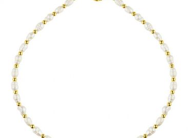 Κολιέ Από Ανοξείδωτο Ατσάλι Επιχρυσωμένο Με Μαργαριτάρια AA15709 - AMOR AMOR - 