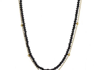 Κολιέ Από Ανοξείδωτο Ατσάλι Επιχρυσωμένο Με Σπινέλιο AS13410 - AMOR AMOR - 