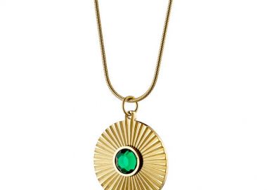 Κολίε Από Ανοξείδωτο Ατσάλι Επιχρυσωμένο Με Ζιργκόν AS14736 - AMOR AMOR - 