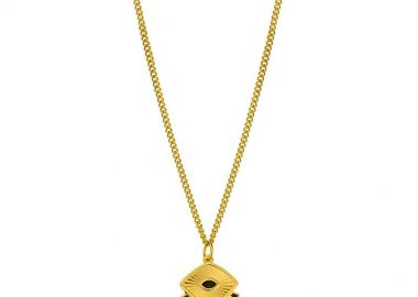 Κολιέ Από Ανοξείδωτο Ατσάλι Και Ορείχαλκο Επιχρυσωμένο 24Κ Με Ματάκι AA15735 - AMOR AMOR - 