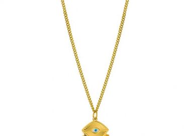 Κολιέ Από Ανοξείδωτο Ατσάλι Και Ορείχαλκο Επιχρυσωμένο 24Κ Με Ματάκι AA15737 - AMOR AMOR - 