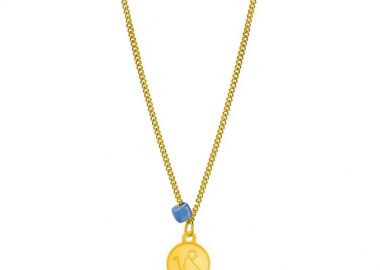 Κολιέ Από Ανοξείδωτο Ατσάλι Και Ορείχαλκο Επιχρυσωμένο 24Κ Με Το Ζώδιο του Αιγόκερου Και Χάντρα AA15813 - AMOR AMOR - 