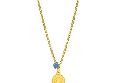 Κολιέ Από Ανοξείδωτο Ατσάλι Και Ορείχαλκο Επιχρυσωμένο 24Κ Με Το Ζώδιο του Καρκίνου Και Χάντρα AA15801 - AMOR AMOR - 