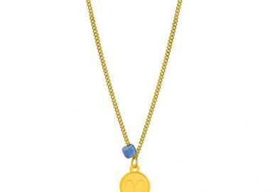 Κολιέ Από Ανοξείδωτο Ατσάλι Και Ορείχαλκο Επιχρυσωμένο 24Κ Με Το Ζώδιο του Κριού Και Χάντρα AA15795 - AMOR AMOR - 