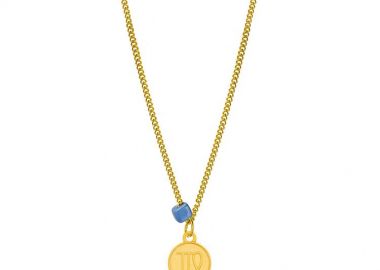 Κολιέ Από Ανοξείδωτο Ατσάλι Και Ορείχαλκο Επιχρυσωμένο 24Κ Με Το Ζώδιο του Παρθένου Και Χάντρα AA15805 - AMOR AMOR - 