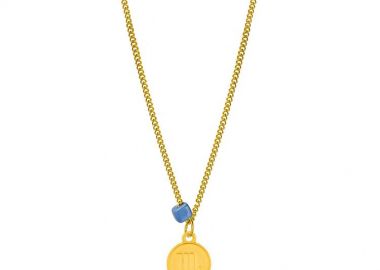 Κολιέ Από Ανοξείδωτο Ατσάλι Και Ορείχαλκο Επιχρυσωμένο 24Κ Με Το Ζώδιο του Σκορπιού Και Χάντρα AA15809 - AMOR AMOR - 