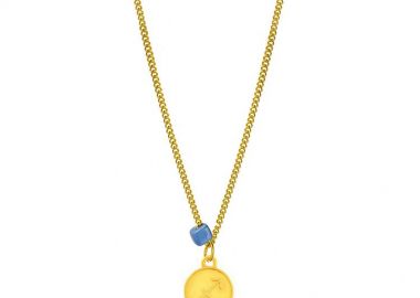 Κολιέ Από Ανοξείδωτο Ατσάλι Και Ορείχαλκο Επιχρυσωμένο 24Κ Με Το Ζώδιο του Τοξότη Και Χάντρα AA15811 - AMOR AMOR - 