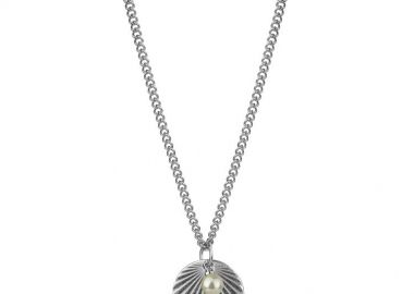 Κολιέ Από Ανοξείδωτο Ατσάλι Και Ορείχαλκο Με Μαργαριτάρι AA18895 - AMOR AMOR - 