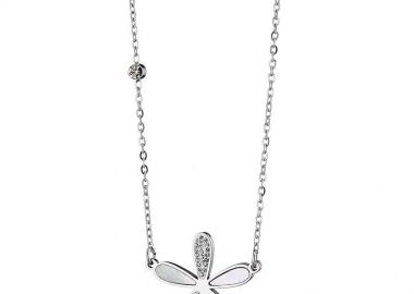 Κολιέ Από Ανοξείδωτο Ατσάλι Με Λουλούδι AS14216 - AMOR AMOR - 