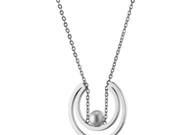 Κολίε Από Ανοξείδωτο Ατσάλι Με Μαργαριτάρι AS14733 - AMOR AMOR - 