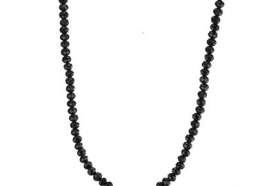 Κολιέ Από Ανοξείδωτο Ατσάλι Με Μαυρά Σπινέλια AS13374 - AMOR AMOR - 