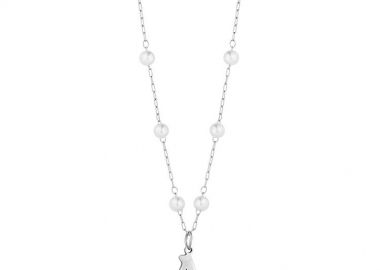 Κολιέ Από Ανοξείδωτο Ατσάλι Με Μονόγραμμα Και Μαργαριτάρια AA11933 - AMOR AMOR - 