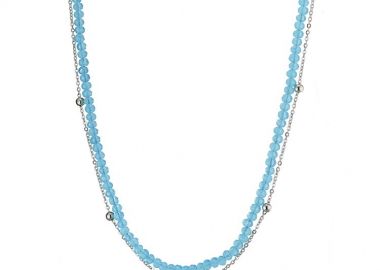 Κολιέ Από Ανοξείδωτο Ατσάλι Με Μπλε Σπινέλιο AS13412 - AMOR AMOR - 