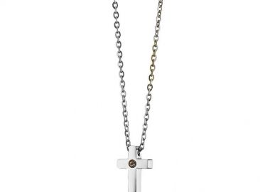 Κολιέ Από Ανοξείδωτο Ατσάλι Με Σταυρό AS13391 - AMOR AMOR - 