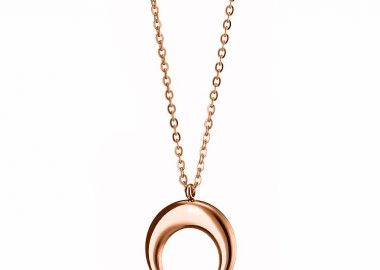 Κολιέ Από Ανοξείδωτο Ατσάλι Ροζ Επιχρυσωμένο Με Κέρατο AS13387 - AMOR AMOR - 