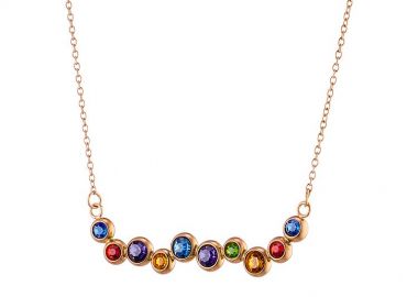 Κολίε Από Ανοξείδωτο Ατσάλι Ροζ Επιχρυσωμένο Με Κρύσταλλα AS14749 - AMOR AMOR - 