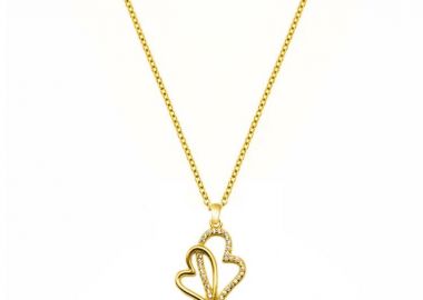 Κολιέ Από Ασήμι 925 Επιχρυσωμένο 24Κ Με Καρδιά Από Ζιργκόν DM11454 - AMOR AMOR - 