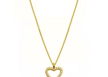 Κολιέ Από Ασήμι 925 Επιχρυσωμένο 24Κ Με Καρδιά Από Ζιργκόν PS11475 - AMOR AMOR - 