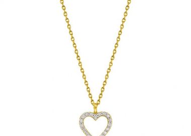 Κολιέ Από Ασήμι 925 Επιχρυσωμένο 24Κ Με Καρδιά Από Ζιργκόν TM14982 - AMOR AMOR - 