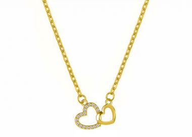 Κολιέ Από Ασήμι 925 Επιχρυσωμένο 24Κ Με Καρδιά Από Ζιργκόν TM14984 - AMOR AMOR - 