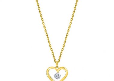 Κολιέ Από Ασήμι 925 Επιχρυσωμένο 24Κ Με Καρδιά Και Ζιργκόν TM14986 - AMOR AMOR - 