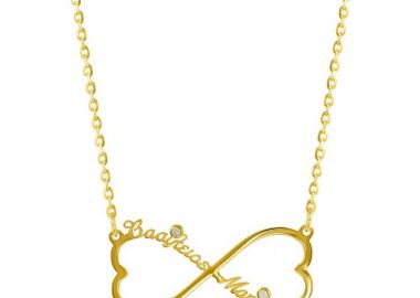 Κολιέ Από Ασήμι 925 Επιχρυσωμένο Με Άπειρο Καρδιά, Ονόματα Και Ζιρκόν PE70364 - AMOR AMOR - 