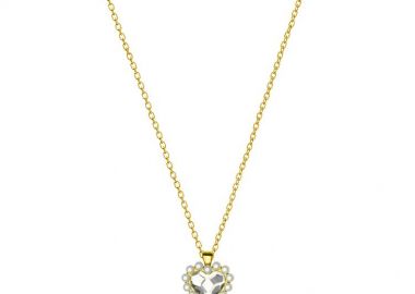 Κολιέ Από Ασήμι 925 Επιχρυσωμένο Με Καρδιά Από Μαργαριτάρια Και Swarovski EX15425 - AMOR AMOR - 