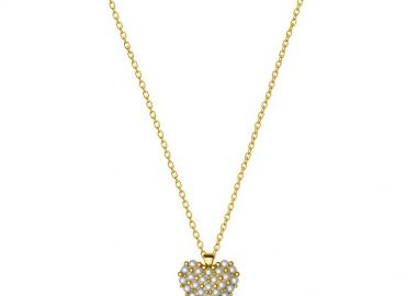 Κολιέ Από Ασήμι 925 Επιχρυσωμένο Με Καρδιά Από Μαργαριτάρια Swarovski EX15401 - AMOR AMOR - 