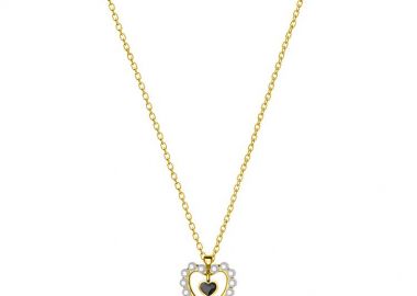 Κολιέ Από Ασήμι 925 Επιχρυσωμένο Με Καρδιά Από Μαργαριτάρια Swarovski EX15413 - AMOR AMOR - 