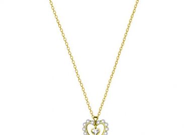 Κολιέ Από Ασήμι 925 Επιχρυσωμένο Με Καρδιά Από Μαργαριτάρια Swarovski EX15422 - AMOR AMOR - 