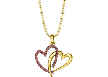 Κολιέ Από Ασήμι 925 Επιχρυσωμένο Με Καρδιές Swarovksi EX14170 - AMOR AMOR - 