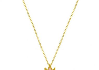 Κολιέ Από Ασήμι 925 Επιχρυσωμένο Με Κορώνα EX18441 - AMOR AMOR - 