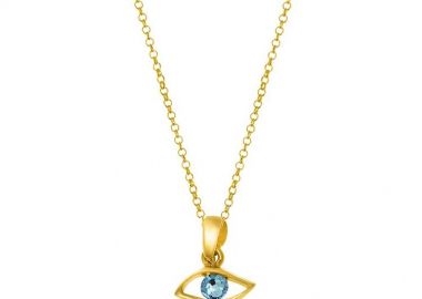 Κολιέ Από Ασήμι 925 Επιχρυσωμένο Με Ματάκι EX10616 - AMOR AMOR - 