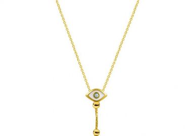 Κολιέ Από Ασήμι 925 Επιχρυσωμένο Με Ματάκι Και Σταυρό EX16623 - AMOR AMOR - 