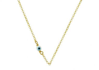 Κολιέ Από Ασήμι 925 Επιχρυσωμένο Με Μάτακι PO10633 - AMOR AMOR - 