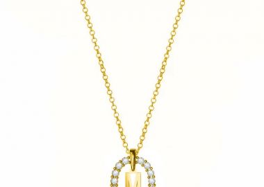 Κολιέ Από Ασήμι 925 Επιχρυσωμένο Με Μονόγραμμα Και Swarovski Διάφανα EX15337 - AMOR AMOR - 