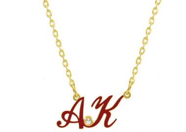 Κολιέ Από Ασήμι 925 Επιχρυσωμένο Με Μονογράμματα Και Σμάλτο PE70304 - AMOR AMOR - 