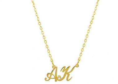 Κολιέ Από Ασήμι 925 Επιχρυσωμένο Με Μονογράμματα Και Ζιρκόν PE70235 - AMOR AMOR - 