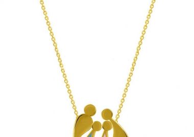 Κολιέ Από Ασήμι 925 Επιχρυσωμένο Με Οικογένεια, Μαμά, Πατέρα, Γιό Και Κόρη EX16779 - AMOR AMOR - 