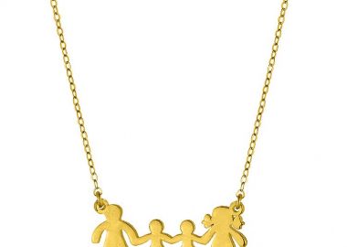 Κολιέ Από Ασήμι 925 Επιχρυσωμένο Με Οικογένεια, Μαμά, Πατέρα, Γιούς SS15902 - AMOR AMOR - 